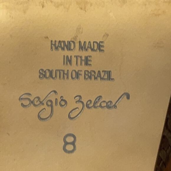 Sergio Zelcer Handmade Platform Retro Mod Print Peep Toe Platform Shoe Size 8 - Picture 11 of 11